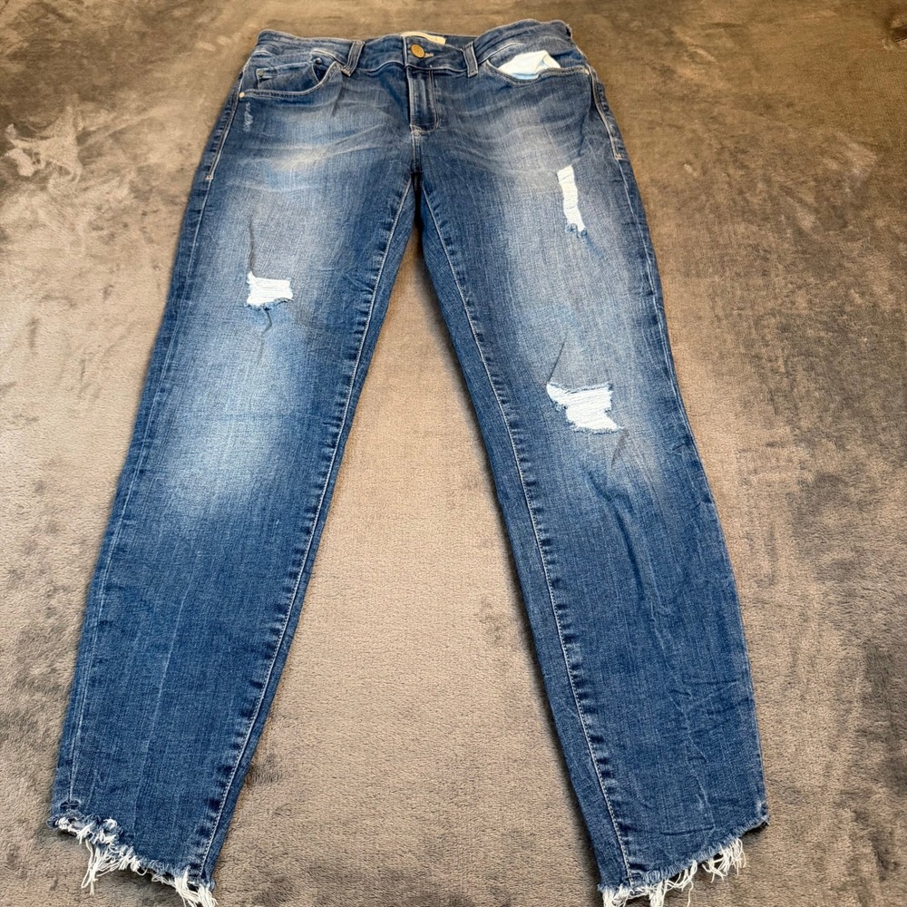 Mavi Adriana Ankle Jeans Womens 30 Blue Distressed Mid Rise Super Skinny